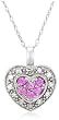10k White Gold Diamond and Pink Sapphire Heart-Shaped Pendant