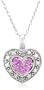 10k White Gold Diamond and Pink Sapphire Heart-Shaped Pendant