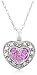10k White Gold Diamond and Pink Sapphire Heart-Shaped Pendant