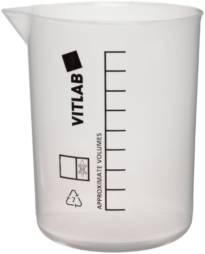 CapitolBrand CBV-V110904-CS ETFE 500mL Graduated Griffin Beaker, 100mL Graduation Interval, Black