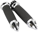 Avon Custom Contour Grips With Billet Spike End Caps & Rings (H-D With Throttle Slide) Chrome 1981-later Harley Davidson Models CC-85-CH-SPIKE