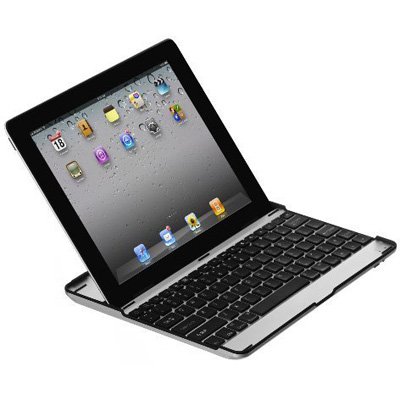 E-Stand LS08-BLK Black Aluminum Case with Built-In Bluetooth Keyboard for iPad 2