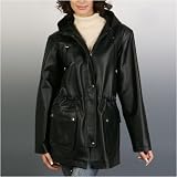 BGSD Women's Hooded Leather Parka Coat - Misses, Petite, Plus