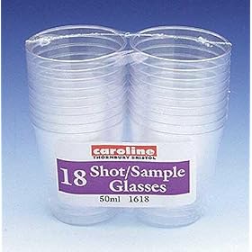 Plastic Shot Glasses from Caroline, Packs of 18