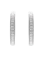 14k White Gold 2.34 Carat Diamond Hoop Earrings