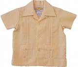 Toddler's (Children's) Guayabera Shirt - Cool Mexican, Cuban Wedding Clothing, 100% Irish Linen Yellow-Pleated