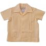 Toddler's (Children's) Guayabera Shirt - Cool Mexican, Cuban Wedding Clothing, 100% Irish Linen Yellow-Pleated - Traditional Pleating