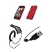 HTC Droid Incredible Model 6300 - Red Soft Silicone Gel Skin Cover Case + Rapid Car Charger + USB Data Sync Charge Cable for HTC Droid Incredible