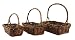 Wald Imports Rectangular Stained Brown Willow Baskets with Handles, Set of 3