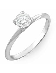 14k White Gold Round White Diamond Solitaire Promise Engagement Ring 1 4 Ct... by 