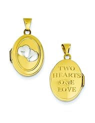 14K Two Tone Gold 2 Hearts One Love Locket Jewelry