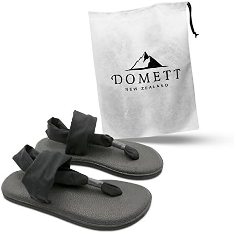 Domett Medium Yoga Flip Flops for Women with Memory Foam Insole for Indoor and Outdoor Use, Black