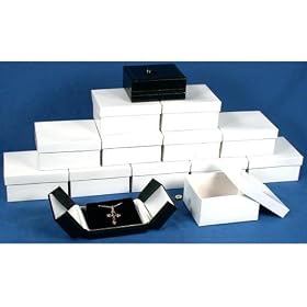 12 Earring Pendant Boxes Black Leather Gift Display Box