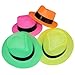 Novelty Place 24Pcs Neon Plastic Party Hats, Fedora with Gangster Mafia Style, UV Blacklight Glow Party Stars Rave Hats for Kids and Teens in Birthday, Concerts, Music Party