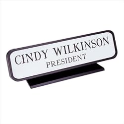 Name Plate With Holder, 2x8, Black