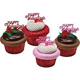 Happy Valentine's Day Cupcake Picks - 24 pcs