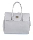 Sac &agrave; main italien - Sac &agrave; main en cuir lisse coloris gris avec bandouli&egrave;re