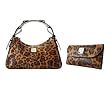 Dooney & Bourke Large Leopard Leather Hobo Handbag With Matching Checkbook Wallet