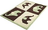 Carter's Green Elephant Rug, Green/Choc, 30 X 40"