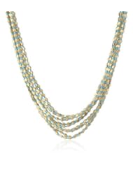 Kenneth Jay Lane 10 Row Gold and Turquoise Bead Necklace, 17"