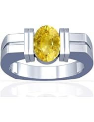 18K White Gold Oval Cut Yellow Sapphire Solitaire Ring