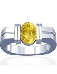 14K White Gold Oval Cut Yellow Sapphire Solitaire Ring