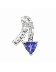 14K White Gold Tanzanite and Diamond Pendant -- LIFETIME WARRANTY