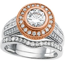 14K White & Rose Gold Diamond Semi Mount Engagement Ring