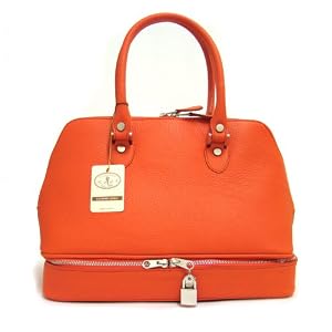 L.A.P.A. Italian Designer Handbag/Bowler Bag in Light Brown, Dark Brown or Orange Leather