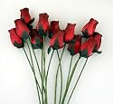 Small Bud Red Wooden Roses - Dozen