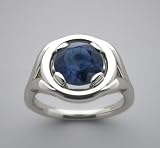 14k White Gold Unusual Classical Natural Blue Sapphire Ring
