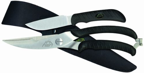 Outdoor Edge Shear/Knife Combo SK-100 Heavy Duty Shears Plus Skinning/Paring Knife with Nylon Belt Sheath