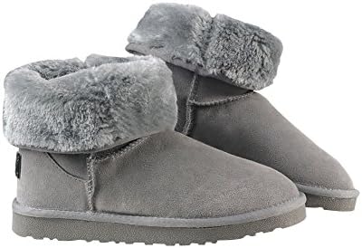 MILANAO Christmas Women's Warm Wool Classic Mid Calf Snow Boots(gray,6.5 B(M) US)