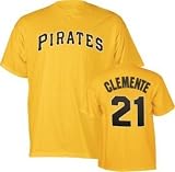 Roberto Clemente 21 Pittsburgh Pirates Yellow Name and Number Adult T-shirt