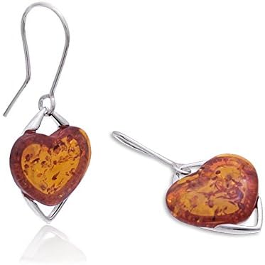 Timeless Amber, Heart Earring, .925 Sterling Silver