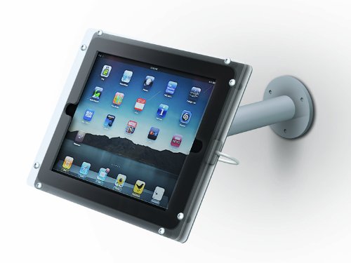 Wall Mount Classic Aluminum Pro iPad Kiosk Display Stand with Security Flange Base (Satin Silver) On Sale
