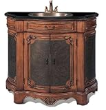 Upperclass Furniture P5316-03A1R Sink Chest- Brass Sink- 3Cm Black Granite Counter Top