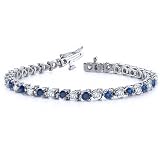 Natural Tennis Sapphire and Diamond Bracelet in Platinum -Certificate of Authenticity -7 “ thumbnail