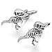 Men's 2 PCS Rhodium Plated Cufflinks Silver Black Dinosaur Shirt Wedding