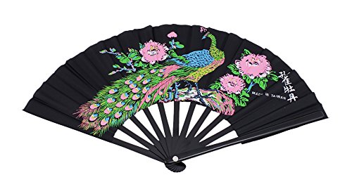 Chinese Nylon-Cloth Peacock Fan, Black