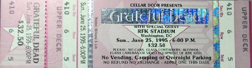 Grateful Dead Bob Dylan 1995 RFK Unused Concert Ticket