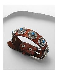 Brown Leather Resin Bracelet In White Base