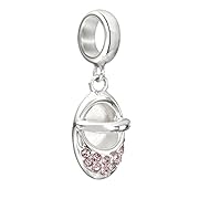 Authentic Chamilia Sterling Silver Charm Twinkle Toes w/Pink Swarovski 2025-1072