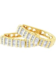 0.50CTW ROUND BAGGUETTE DIAMOND LADIES FASHION HOOPS EARRINGS
