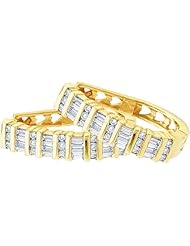 0.50CTW ROUND BAGGUETTE DIAMOND LADIES FASHION HOOPS EARRINGS