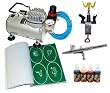 DELUXE PROFESSIONAL TEMPORARY TATTOO AIRBRUSHING SYSTEM with Compressor and Airbrush Holder and Temporary Airbrush and Tattoo Paint