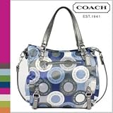 Coach Sateen Snap Head Print Alexandra Convertible Tote Bag 17582 Blue Multi