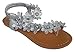 Elegant Women's Fashion Silver Color Hawaiian Flowers Gladiator Flat Sandals