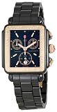 Michele Woman’s MWW06F000008 Deco Ceramic Black Diamond Rose Gold Watch