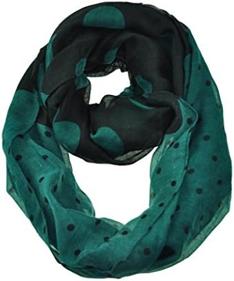 WishCart Infinity Loop Circle Scarves For Women and Girls,Polka Dot and Cherry Design-Green